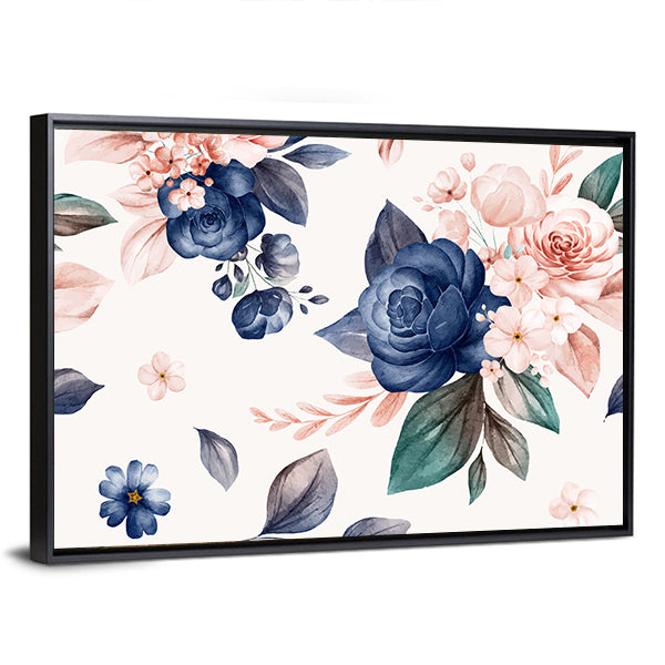 Wildflowers and Navy Roses Canvas Wall Art