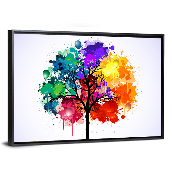 Colorful Abstract Tree with Balloons Canvas Wall Art