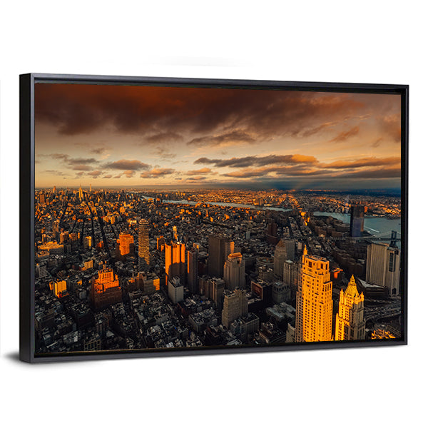 New York to South Manhattan Skyscraper Canvas Wall Art
