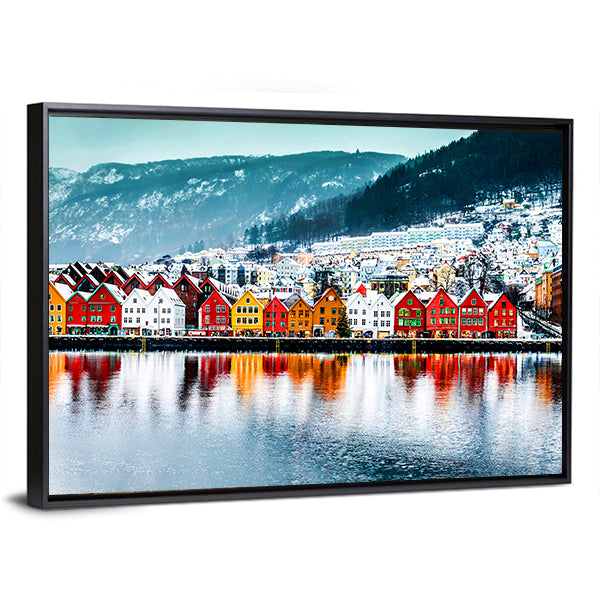 Historical Buildings In Bergen Norway Canvas Wall Art