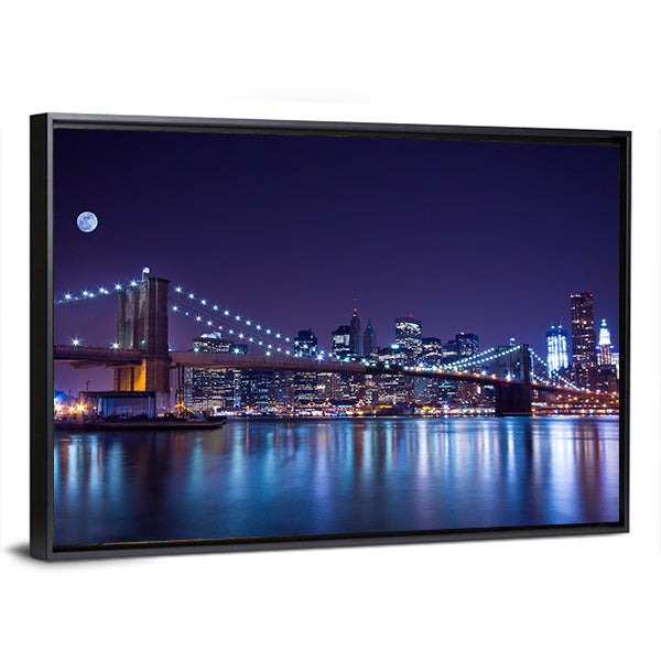 Brooklyn Bridge at Night Canvas Wall Art