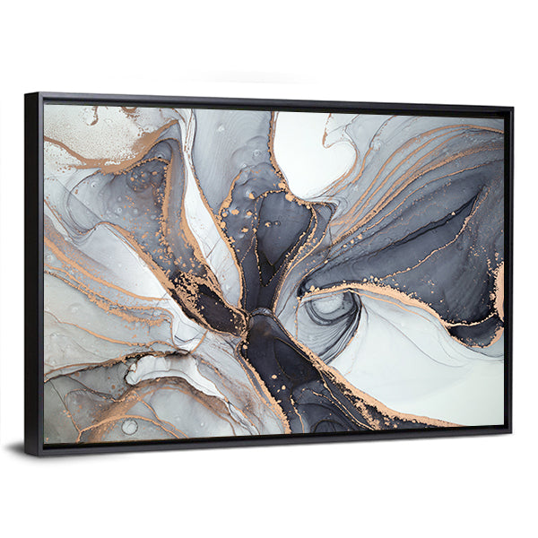 Alcohol Ink Marble with Gold Accents Canvas Wall Art