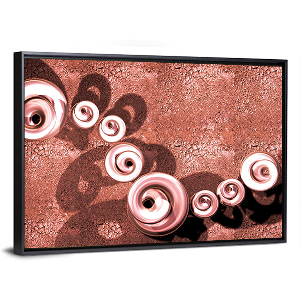 Terracotta Swirls with Glossy Spirals and Cracked Terrain Canvas Wall Art