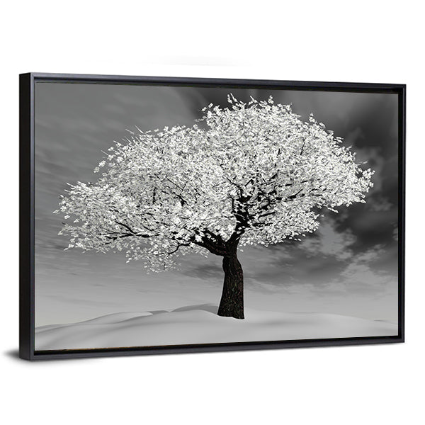 Cherry Tree in Winter Canvas Wall Art