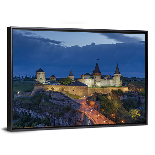 Kamianets Podilskyi Castle At Dusk In Ukraine Canvas Wall Art