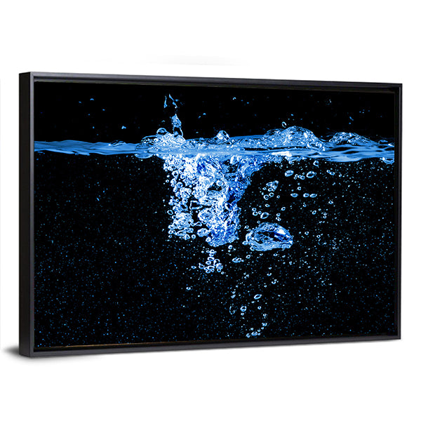 Dark Water Splash with Bubbles Canvas Wall Art