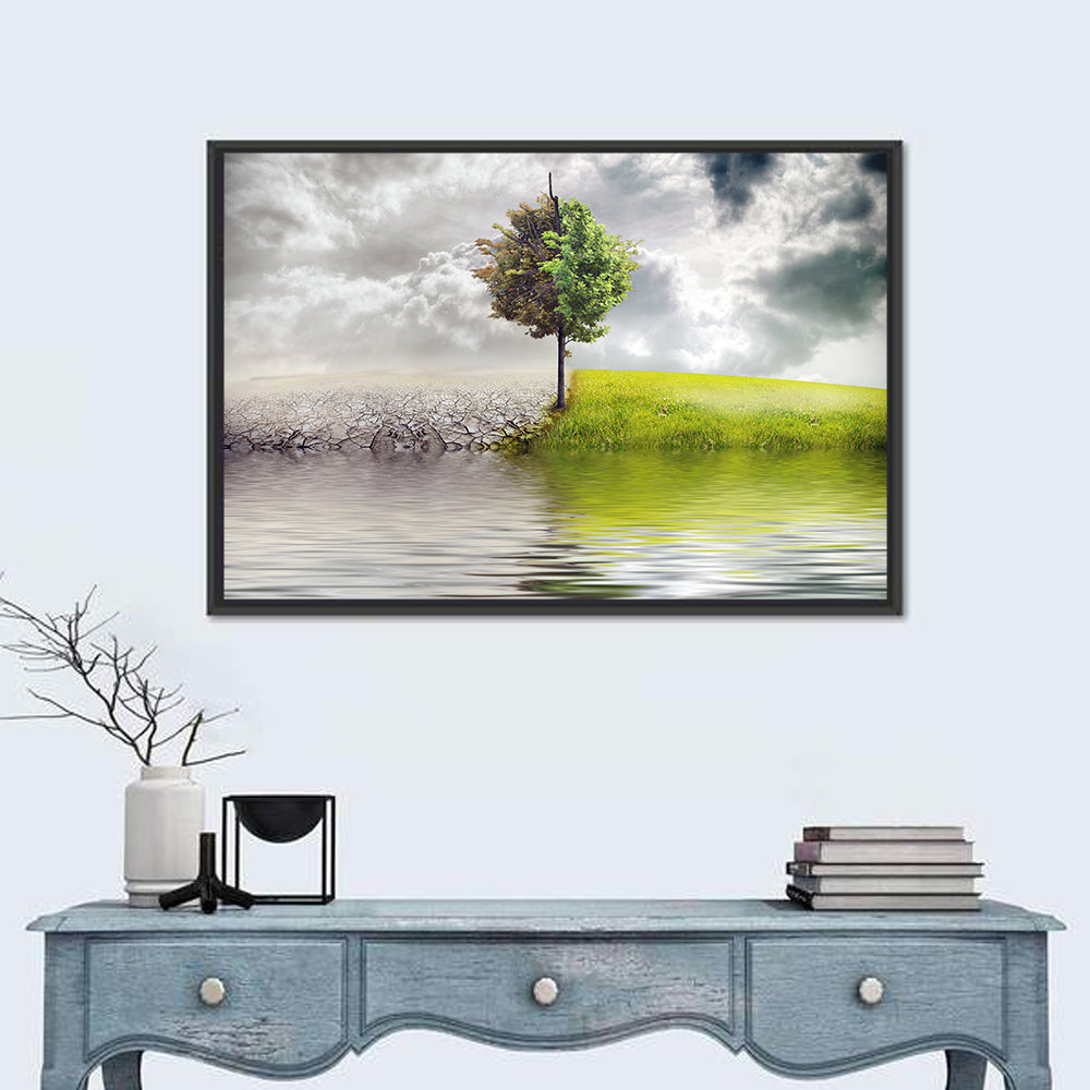 Split Tree Ecology Landscape Canvas Wall Art