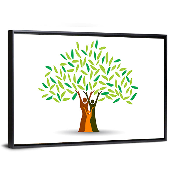 Family Tree with Stylized Silhouettes Canvas Wall Art