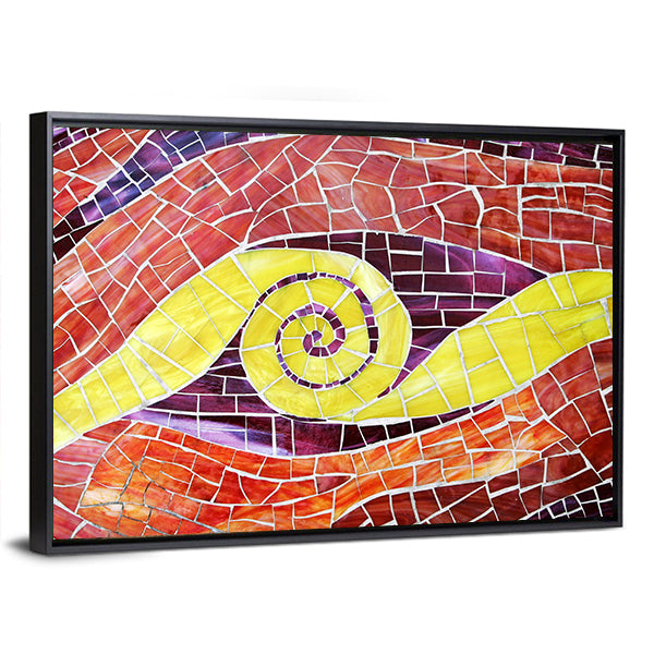 Colorful Mosaic with Yellow Spiral Canvas Wall Art