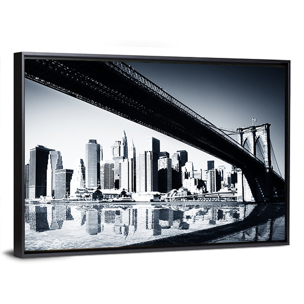 Manhattan Skyline Under Brooklyn Bridge Canvas Wall Art