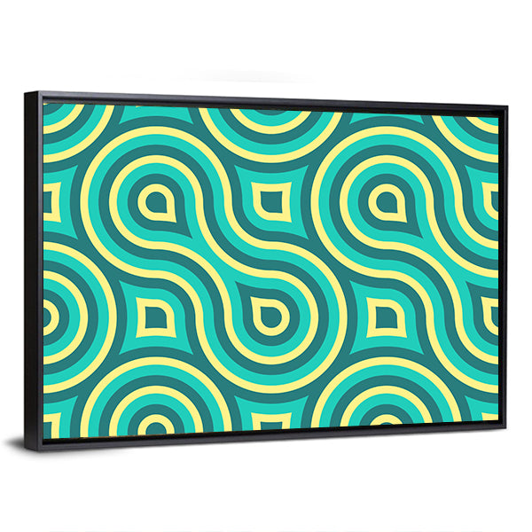 Retro Teal Geometric Pattern Canvas Wall Art
