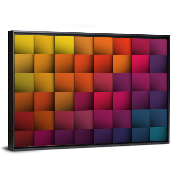 Colorful 3d Cube Grid Canvas Wall Art