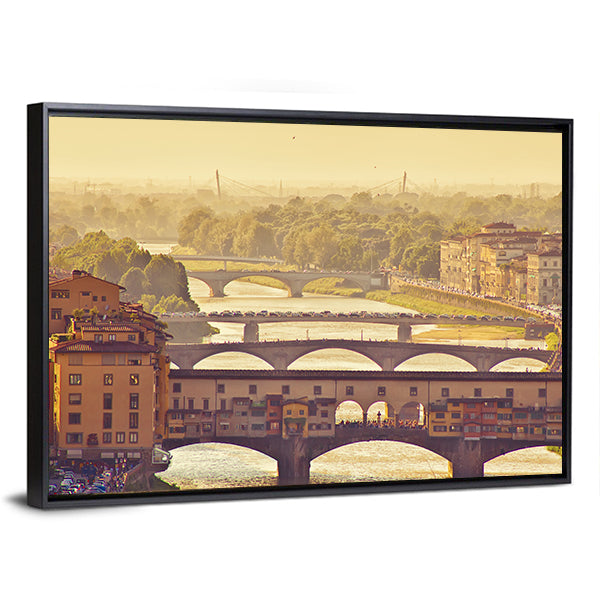 Ponte Vecchio at Golden Hour, Florence Cityscape Canvas Wall Art