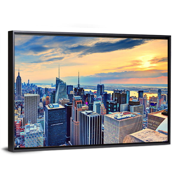 New York City Skyline at Dusk Canvas Wall Art