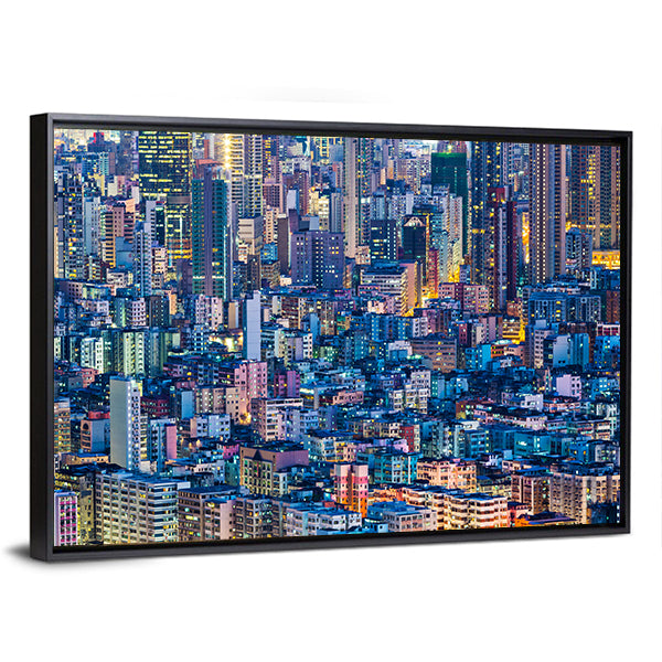 Hong Kong At Night Canvas Wall Art