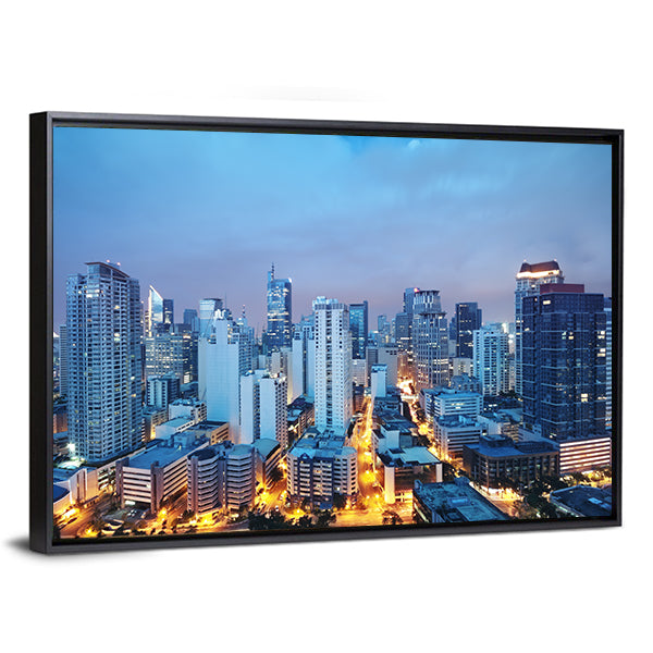 Manila Skyline at Twilight Canvas Wall Art