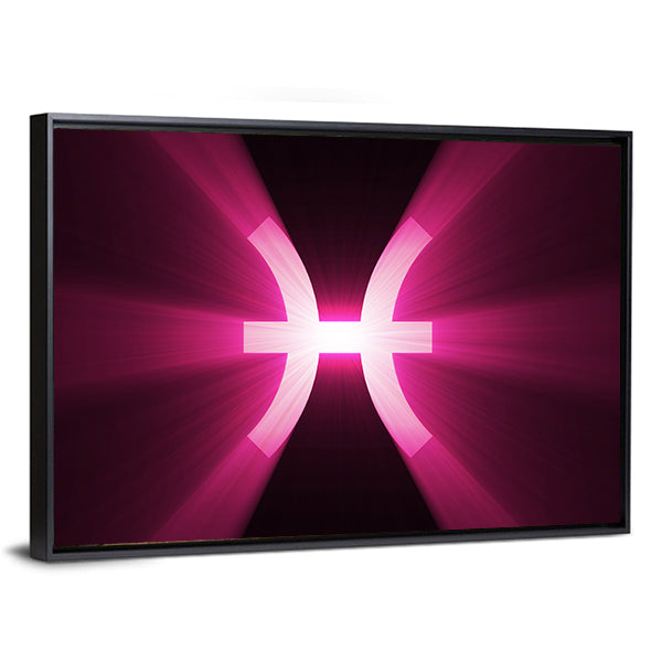Glowing Pisces Zodiac Symbol Canvas Wall Art