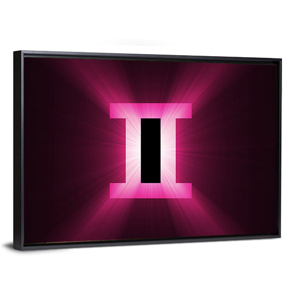 Glowing Gemini Zodiac Symbol Canvas Wall Art
