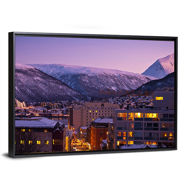 Tromso Cityscape At Dusk In Norway Canvas Wall Art