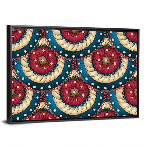 Blue and Gold Mandala Medallions Canvas Wall Art