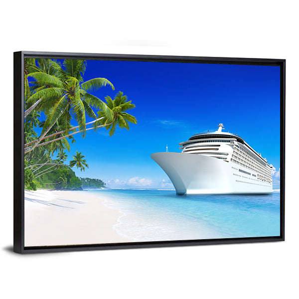Summertime Cruise Ship by Tropical Beach Canvas Wall Art