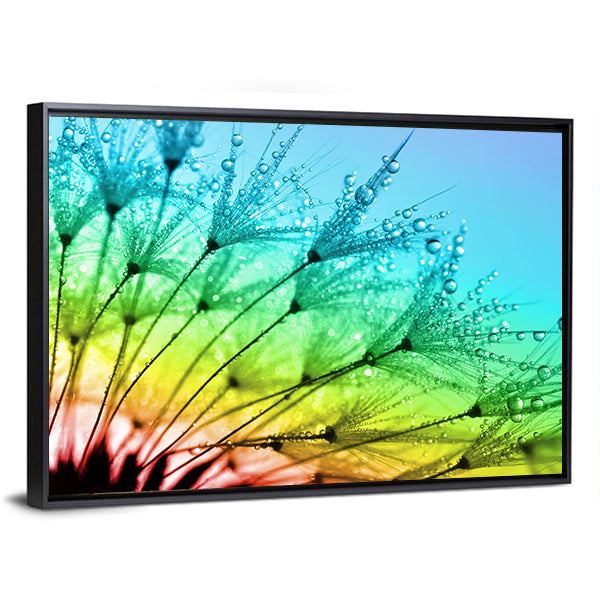 Dewy Dandelion Flower Close Up Canvas Wall Art