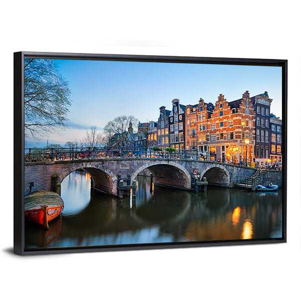 Sunset Over Brouwersgracht, Amsterdam Canvas Wall Art