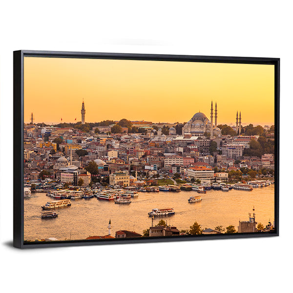 View On Golden Horn Bay From Galata Tower Canvas Wall Art