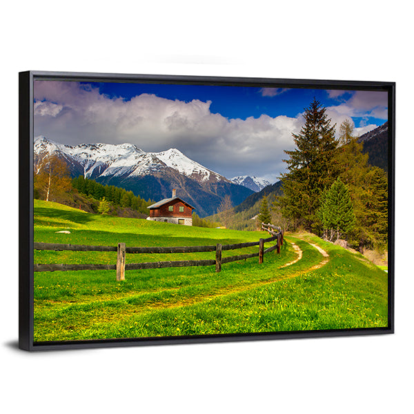 Spring Landscape In Swiss Alps Canvas Wall Art