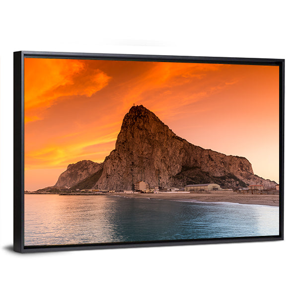 Rock of Gibraltar at Sunset Canvas Wall Art