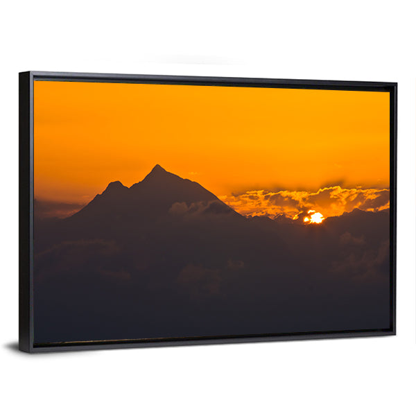 Sunrise At Holy Mountain Athos In Chalkidiki Greece Canvas Wall Art