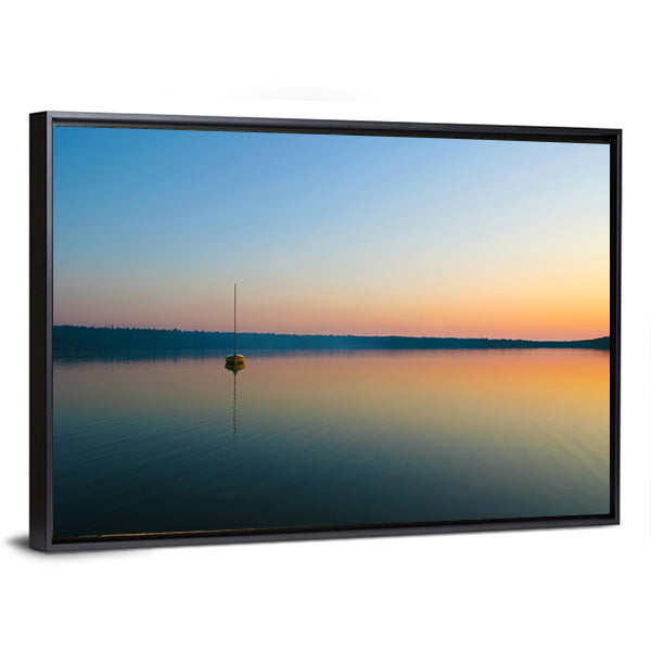 Yellow Sailboat at Sunset Canvas Wall Art