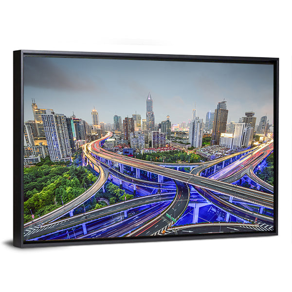 Shanghai Highway Junctions Canvas Wall Art