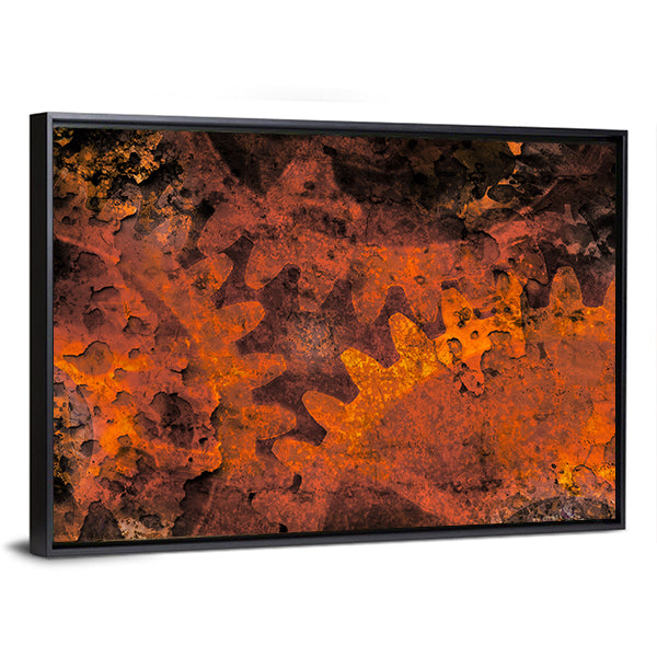 Rusted Gears and Cogs Canvas Wall Art