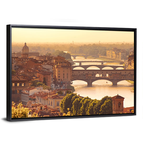 View To Bridge Ponte Vecchio In Florence Italy Canvas Wall Art