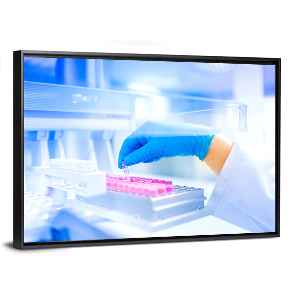 Hand Holding Vial in Medical Laboratory Canvas Wall Art