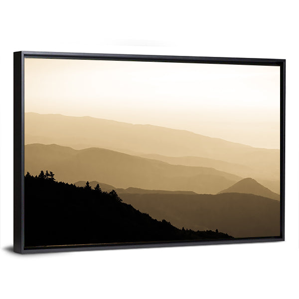 Sunset Over Foggy Mountains In Turkey Canvas Wall Art