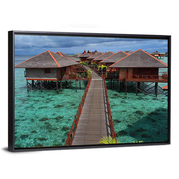 Mabul Island Overwater Bungalows Canvas Wall Art