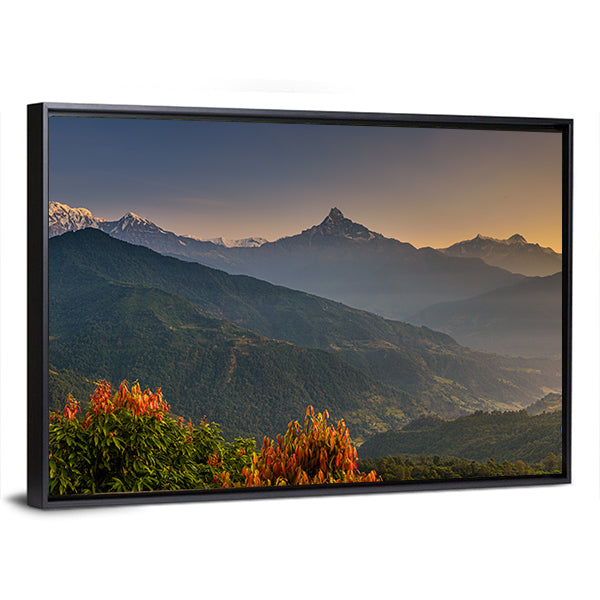 Sunrise Over Himalaya Mountains Near Pokhara Nepal Canvas Wall Art