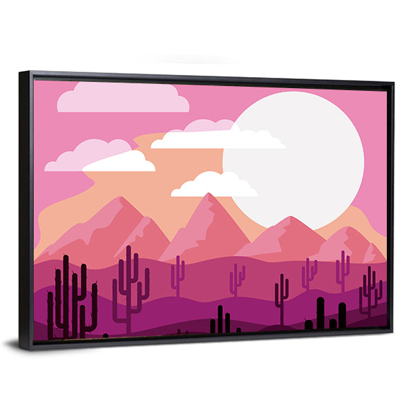 Desert Sunset with Saguaro Silhouettes Canvas Wall Art