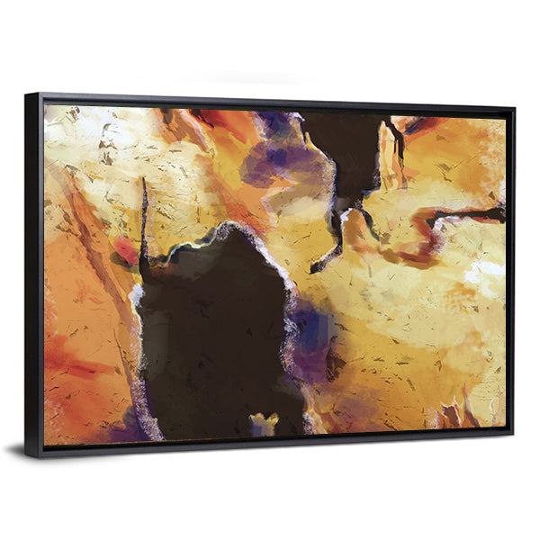Textured Orange Abstract with Dark Central Void Canvas Wall Art