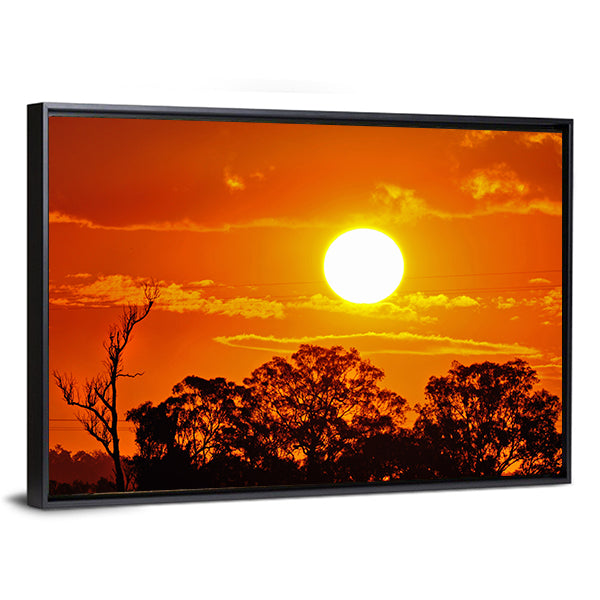 Burning Sun Over Jungle Canvas Wall Art