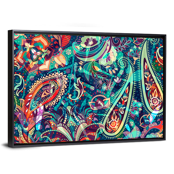 Colorful Boho Paisley Floral Canvas Wall Art