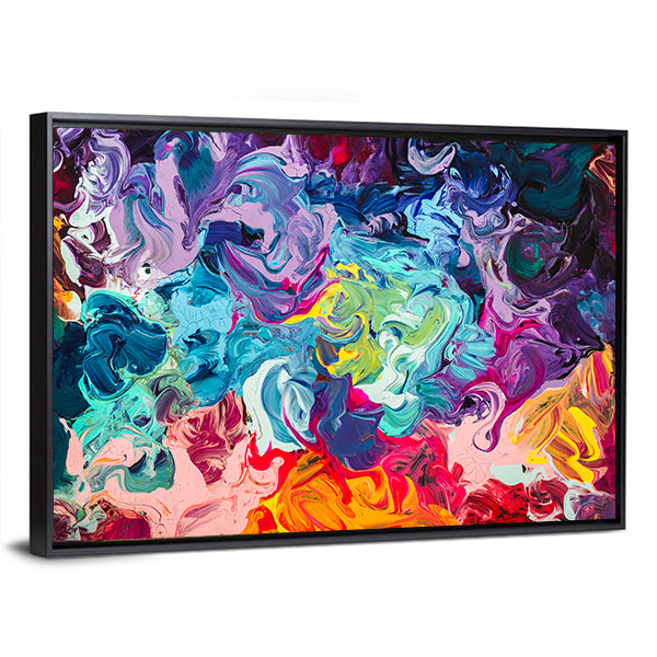 Colorful Acrylic Abstract with Thick Paint Swirls Canvas Wall Art
