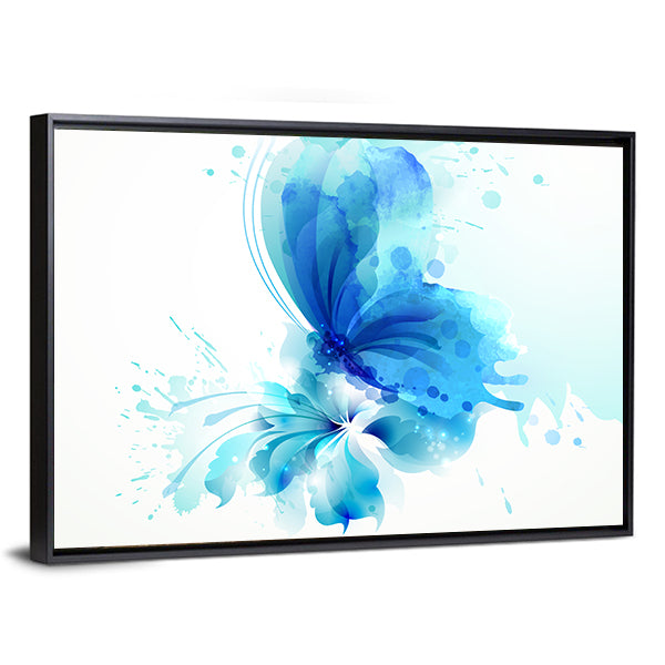 Translucent Blue Butterfly Abstract Canvas Wall Art
