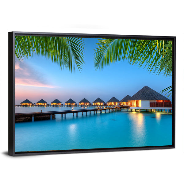 Water Villas on Maldives Resort Canvas Wall Art