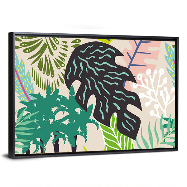 Abstract Palm Leaves Collage Canvas Wall Art