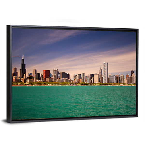 Chicago Skyline Over Lake Michigan Canvas Wall Art
