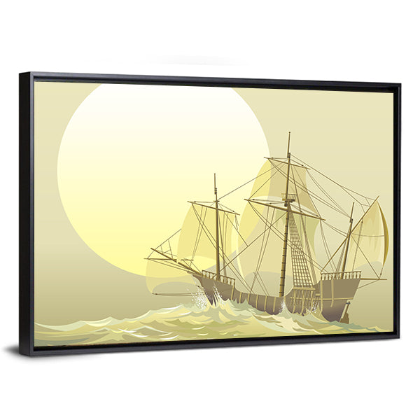Santa Maria Caravel at Sunset Canvas Wall Art