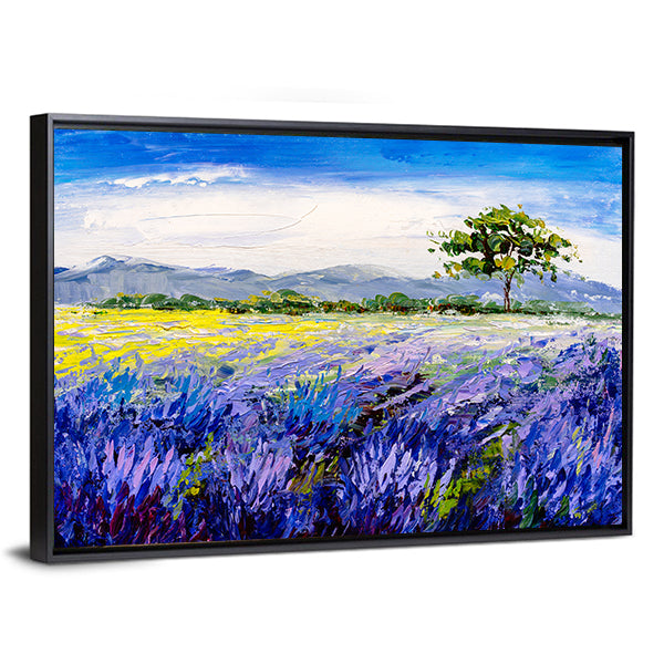 Lavender Field with Lone Tree Canvas Wall Art